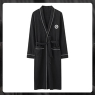 Autumn Winter Cotton Bathrobe Men 4XL Large Size Fashion Plaid Embroidery Pijama Casual Comfort Kimo