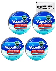 Vicks VapoRub Cough Suppressant Ointment Travel Pack - 4 Tins of Vicks Vapor Rub Travel Size - Cough