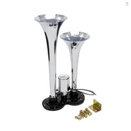 Casymy Dual Trumpet Electric Horn Loud Chrome Air Horn Speaker Kit 150dB 12V/24V Universal for Train Truck Lorry