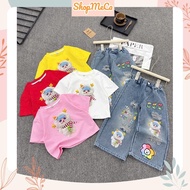 Girl's clothing set CS739, BB3 shirt set - 4 colors of jeans Have a good day