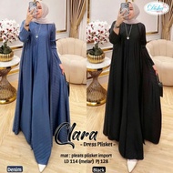 Baju gamis wanita elegand klara dress plisket import maxy kekinian