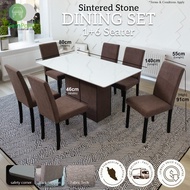 ⭐ Hurry Promo🔥FREE INSTALLATION_ SamPoint 6 Seater Ceramic Table-Dining Set 1 Table + 6 Chairs (Meja