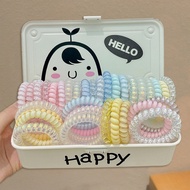 （4-8 pcs）Korean Fashionable Cream Yellow Phone Cord Hair Band Ins Color Phone Cord Hair Rope 2024 Ne