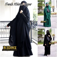 Set setelan Gamis French Khimar lengan Zipper Cadar Instan