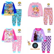 【 Always Open 】🌈 Cuddle Me PJ Kids Boy Girl Long Sleeve Pyjamas Paw Patrol Unicorn Frozen Anna Elsa Glow In Dark