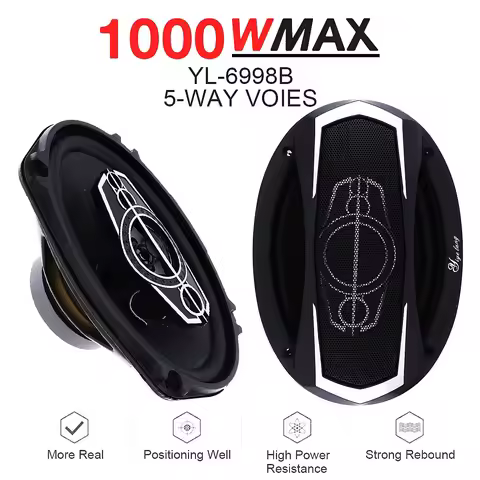 2pcs 6x9 Inch 1000W 12V 5 Way Car Coaxial Auto Music Stereo Full Range Frequency Hifi Speakers Non-d