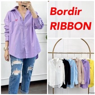 KEMEJA X Bowie - Women's Oversized Shirt with Bowie Embroidery Long Sleeves