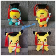 BN 15cm mini line sally duck dinosaur brown bear pokemon pikachu graduation bear plush toy
