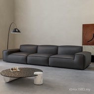 Furniture Large Straight Black Simple Sofa Foshan Extreme Cow Style Black Designer Row Leather Sofa 