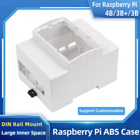 Raspberry Pi 4 Model B ABS Case DIN Rail Mount Large Inner Space Shell Protection Enclosure for Rasp