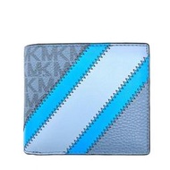 【W小舖】MICHAEL KORS MK 藍色 防刮老花x皮革 男夾 短夾 皮夾 錢包 零錢袋~M90084