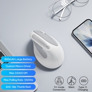 BOW MD390L Three-mode Ergonomic Mouse Wireless Bluetooth Type-c Rechargeable 2.4G Mouse Office Gamin