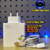 XIAOMI/POCO CHARGER CASAN 120Watt TURBO MAX CHARGER Xiaomi Note 12 Pro MI 11T MI 12T pro XIAOMI 13 P