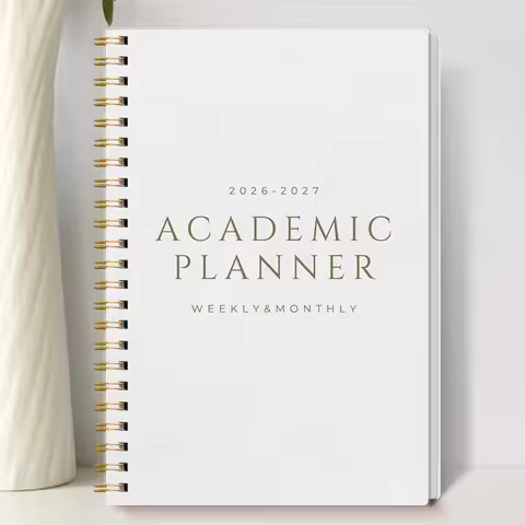 A5 Academic Planner 2026-2027, Weekly & Monthly Spiral Organizer, Student Agenda, Calendar with Note