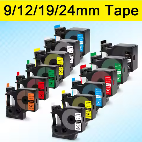 9/12/19/24mm 18431 Compatible Dymo Rhino Vinyl Label 18443 18432 18444 18433 18445 1805431 for Dymo 