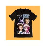 Men's Dr Who 1980s T-Shirt - 5th & 6th Doctor (baker Davison/Mccoy) Iconic Tv Show Logo Characters, 