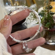 Butterfly Silver Shop Accessories Polished Silver Bracelet Pure Silver Bangle Filigree Relief Centen
