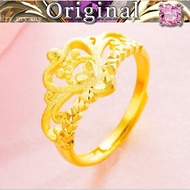 Gold Crown Open Ring Fashion Couple Rings Peach Heart Gold Bracelet Women Cincin emas 916 tulen 2021 new style reliable