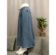 celana kulot jeans pinggang karet full bawah rawis kulot jean wanita