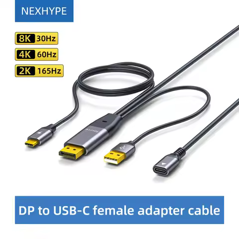 8K DP to Type-C female adapter, USB C display device conversion cable for DP host connection portabl