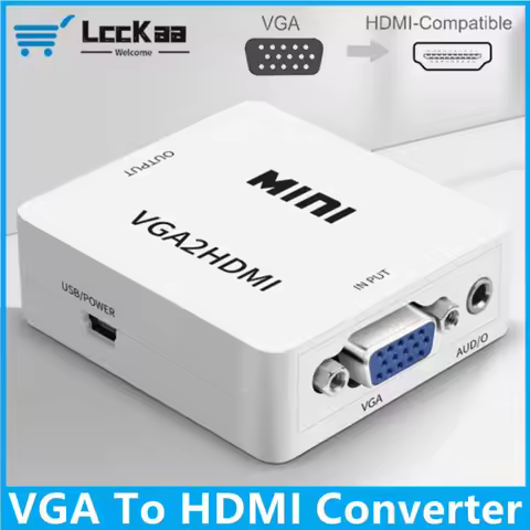 LccKaa 1080P VGA to HDMI-compatible Adapter Converter With Audio For PC Laptop to HDMI Projector VGA