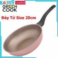Chảo đúc chống dính đáy từ vân đá 7 lớp chống dính Greencook GCP05-20 size 20cm / GCP05-24 size 24cm