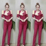 MT02 - SÉT BỘ THUN XỐP - TAY PHỒNG - QUẦN ỐNG ÔM MẶC Ở NHÀ  ĐI LÀM ĐI CHƠI ĐỀU PHÙ HỢP