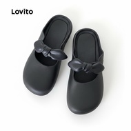 Lovito Cute Plain Knot Flat Sandals for Women LFA28042 Lovito Sandal Flat Simpul Polos Lucu untuk Wa