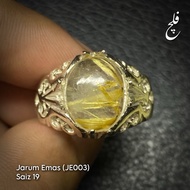 Cincin Perak Jarum Emas & Jarum Hitam Asli Rutile