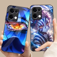 demon slayer Akaza 02 Glass Phone Case For Oppo A54 A74 4G A79 5G A94 A3X Reno 11 12 13 11F 12F 13F 