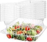 HOUZZKINGZ USA 25 Clear Plastic Containers, 8" X 8" X 3" Hinged Lid Togo Clamshell Food Containers f