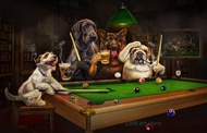 1 Piece Humorous Animal Dogs Playing Billiards  Art Poster Canvas Painting - Whimsical Wall Decor fo