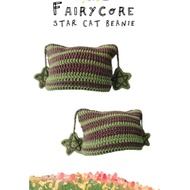 HANDMADE FAIRYCORE STAR BEANIE CAT HAT/STAR EARFLAP/STAR CAT HAT/CAT BEANIE HAT CUTE HAT VIRAL/ FASH