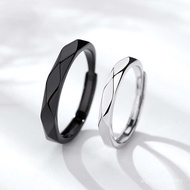 Fashion Simple Light Luxury All-Match Black White Couple One Pair Sterling Silver Men Women Couple R