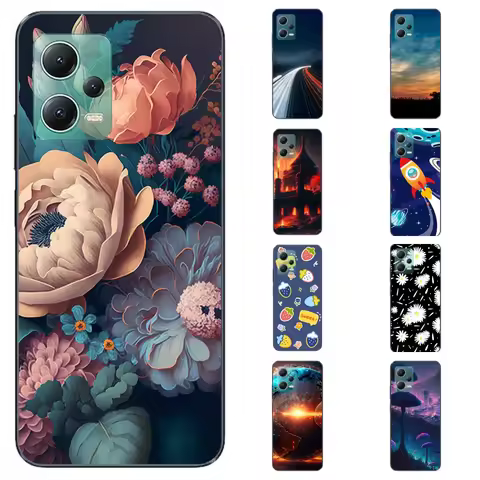 For Redmi Note 12 Pro 5G / Note12 Case Covers TPU Black Silicone Animals Cover for Xiaomi Redmi Note