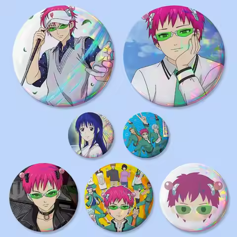 Anime S-Saiki K Badges 25 32 44 58 75 Mm Round Cosplay Pin Bag Decor Fans Collect Friends Gifts Broo