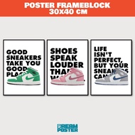 Nike Hypebeast Aesthetic Wall Poster | Frameblock size 12R 30x40 cm | Nike Poster Wall artV3