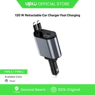UPLU Car Charger Fast Charging Retractable Type C + Type C PD 120 Watt Car Charger Plug 4 Ports