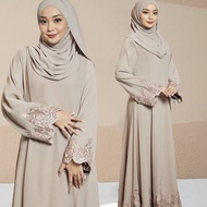 JOJOBars Jubah Abaya Muslimah Dress Moden 2024 Italian Crepe Embroidery Plain Wanita Plus Size S-2XL