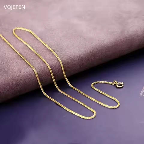 VOJEFEN AU585 Gold Rope Necklace Women Luxury Choker 14K Rope Chain Choker Jewelry Women/Men's Neckl