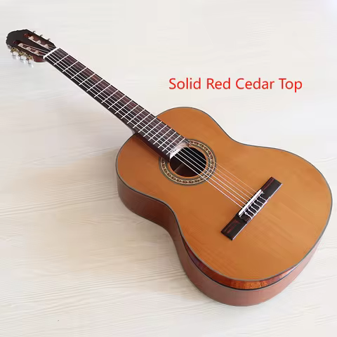 Solid Red Cedar Top Classical Guitar 39 Inch 6 String with Armrest Matte Finish High Quality Nylon S