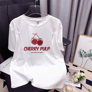 Pure Cotton Can't Pill Short-Sleeved Top Plus Size T-Shirt Women Printed Korean Version Summer A0