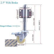 2.5" 3" Nylon Spring-loaded Gate Adjustable Swivel Industrial Castor Caster Wheel Shock Absorbtion W
