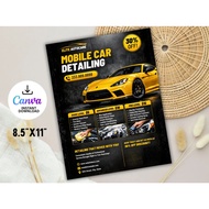 Mobile Car Detailing Editable Flyer Template, Auto Business Pricelist (Canva Download)