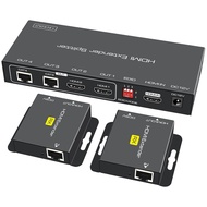 HDMI Extender Splitter 1 in 2 Out Over Cat5e/6 Ethernet Adapter Up to 165FT HD1080P@60Hz with 2 HDMI