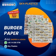 Burger Wrapping Paper | Kertas Balut Burger | Hotdog Wrapping Paper