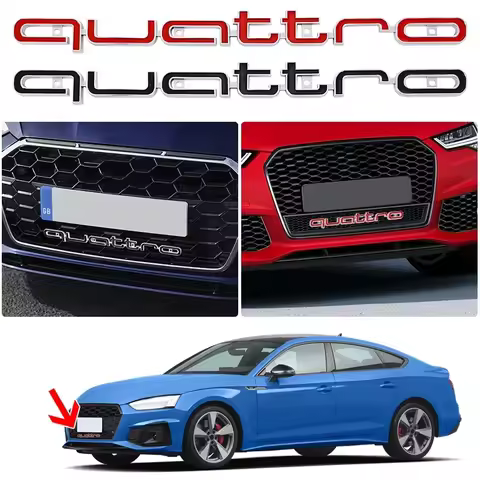 3D ABS Quattro Emblem Car Front Grille Badge LOGO Auto Accessorie For Audi SLine A5 C6 C5 A1 A7 Q3 T