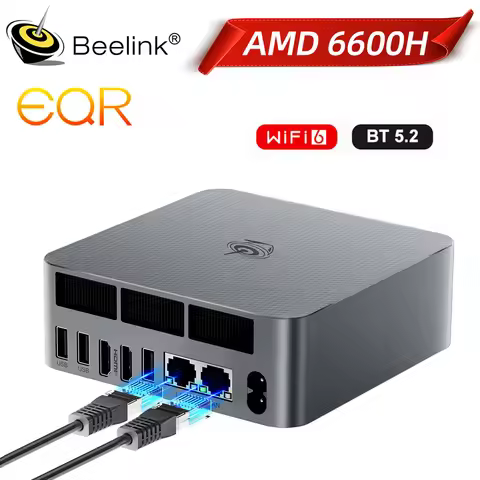 Beelink AMD Ryzen 5 6600H EQR6 Mini PC DDR5 16GB 24GB 500GB SSD PCIe4.0 WiFi6 4K HD Desktop Gaming C