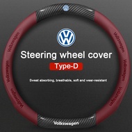 3D logo dập nổi sợi carbon da bọc bánh lái cho Volkswagen VW Polo Jetta Golf MK6 MK7 Bọ Cánh Cứng Pa