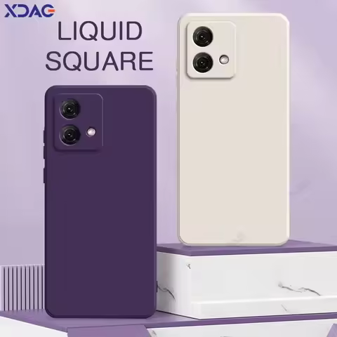 Luxury Double Liner Phone Case Covers for Motorola Moto G84 MotoG84 5G 360 Soft Square Liquid Silico